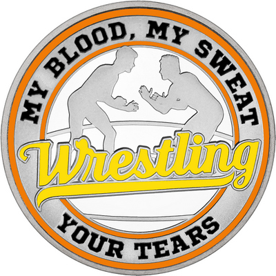 Yellow "Wrestling" with Orange Outer Circular Borders